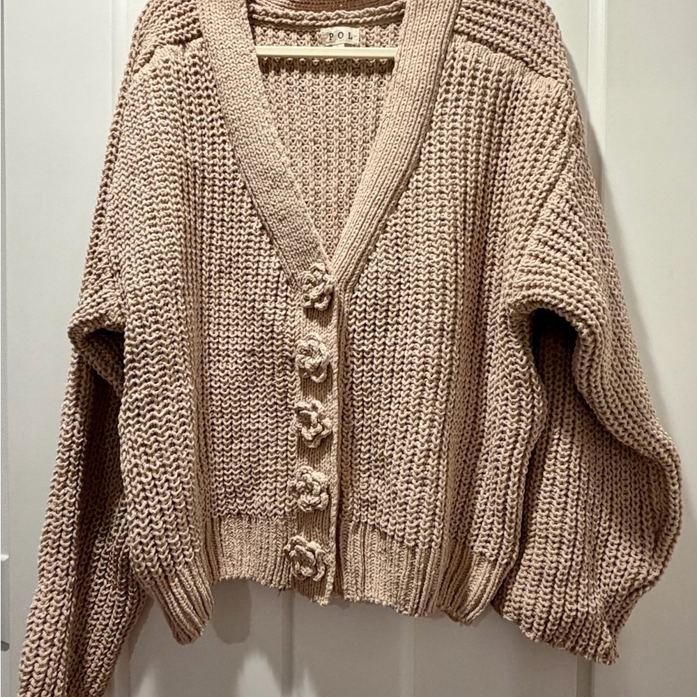 POL Chunky Knit Cardigan - Beige